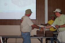 Earl Culley accepting the award for Allan's '74 Outlaw