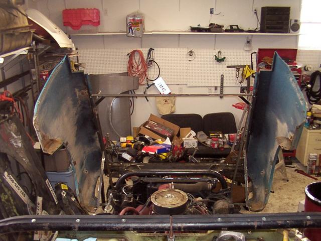 Making sure the tilting front clip works with the fenders bolted on.  It's a little difficult to open with the fenders wanting t