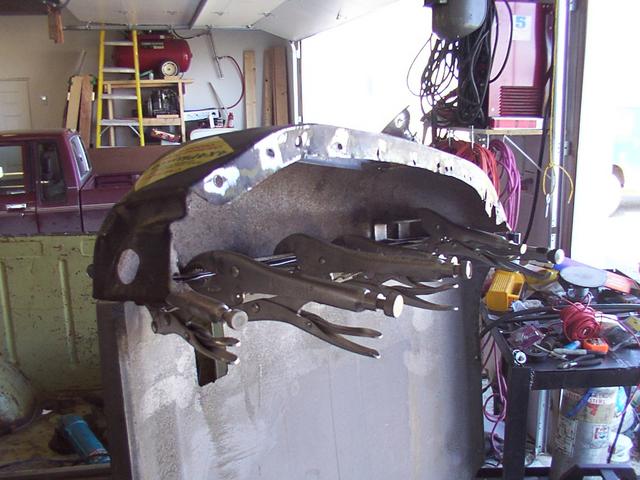 Lots of vice grips to hold it together