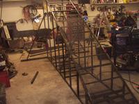 10/8 - mid-diagonal in place, rear supports in place, first section of expanded steel welded down the right side only.