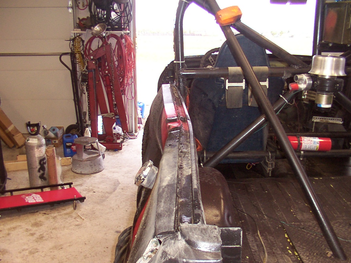 Even the inner quarter got bent - the rollover didn't do this much damage to the quarter panels.