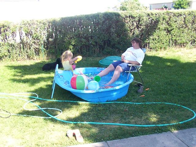Michelle and our niece Carrie, in the pool.
